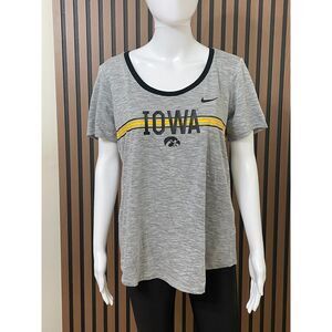 Nike Dri-Fit Women's L Gray T-Shirt Cotton Iowa Hawkeyes Football Team Athletic